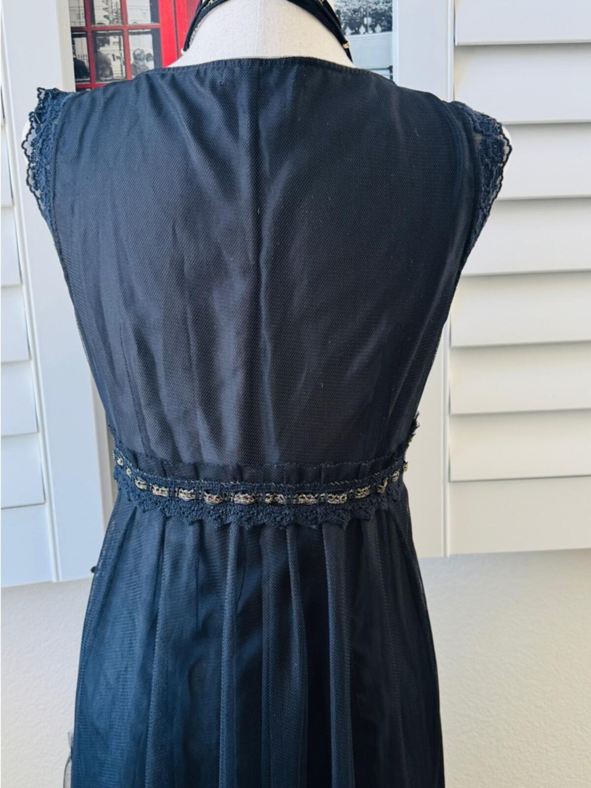Chaber Romantic Whimsigoth Black Tulle & Lace Midi Dress