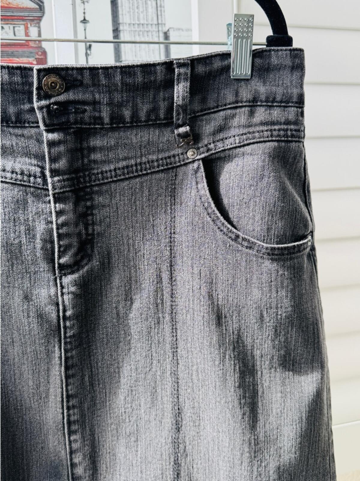 Style & Co. Tummy Control. Size 12. Black Denim Midi Pencil Skirt