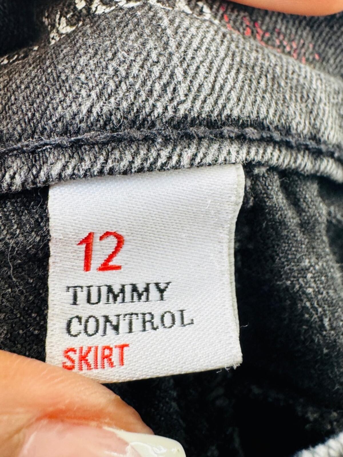 Style & Co. Tummy Control. Size 12. Black Denim Midi Pencil Skirt