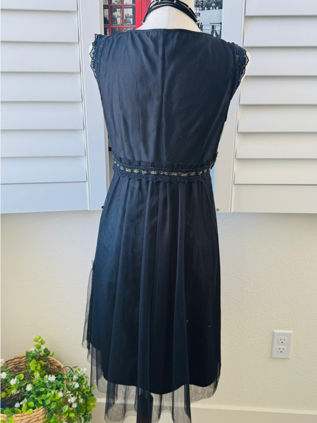 Chaber Romantic Whimsigoth Black Tulle & Lace Midi Dress