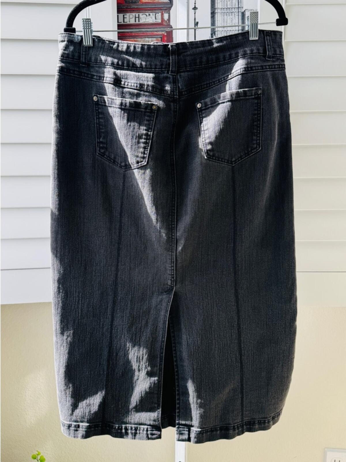 Style & Co. Tummy Control. Size 12. Black Denim Midi Pencil Skirt